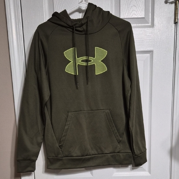 Under Armour Other - Under Armour Men's Olive Green With Lime Green Logo Hoodie Size Small